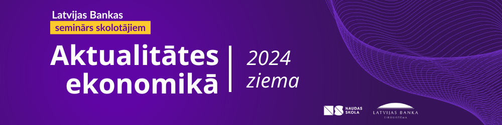 semināra plakāts ar uzrakstu aktualitātes ekonomikā 2024 ziema